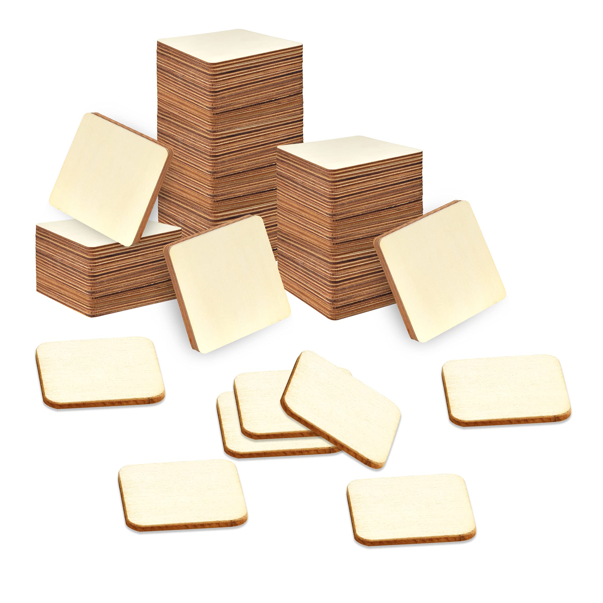 View 1 of 160 Pieces 1.5 x 1.5 Inches Unfinished Squares Blank Wooden Pieces Wooden Square Cutouts Wood Slices for Painting Writing Carving DIY Arts Craft Project Supplies and Decorations