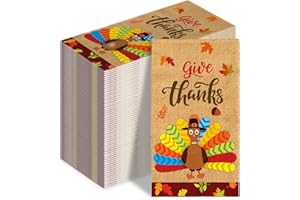 LINHAXM 100 Pack Thanksgiving Napkins Fall Paper Napkins with Turkey Autumn Leaves for Autumn Harvest Party, Kitchen, Bathroom, Thanksgiving Decorations