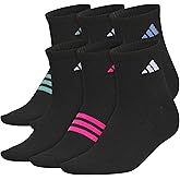 adidas Women's Superlite Quarter Ankle Socks 6 Pairs | 6-Pack, Arch Support, Breathable Moisture-Wicking, Lightweight Build, Targeted Cushioning, All-Day Comfort