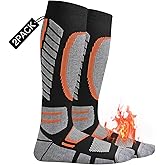 COOPLUS 2 Pack Ski Socks for Women Men Compression Knee High Winter Warm Socks for Skiing Snowboarding Outdoor Sports Gift