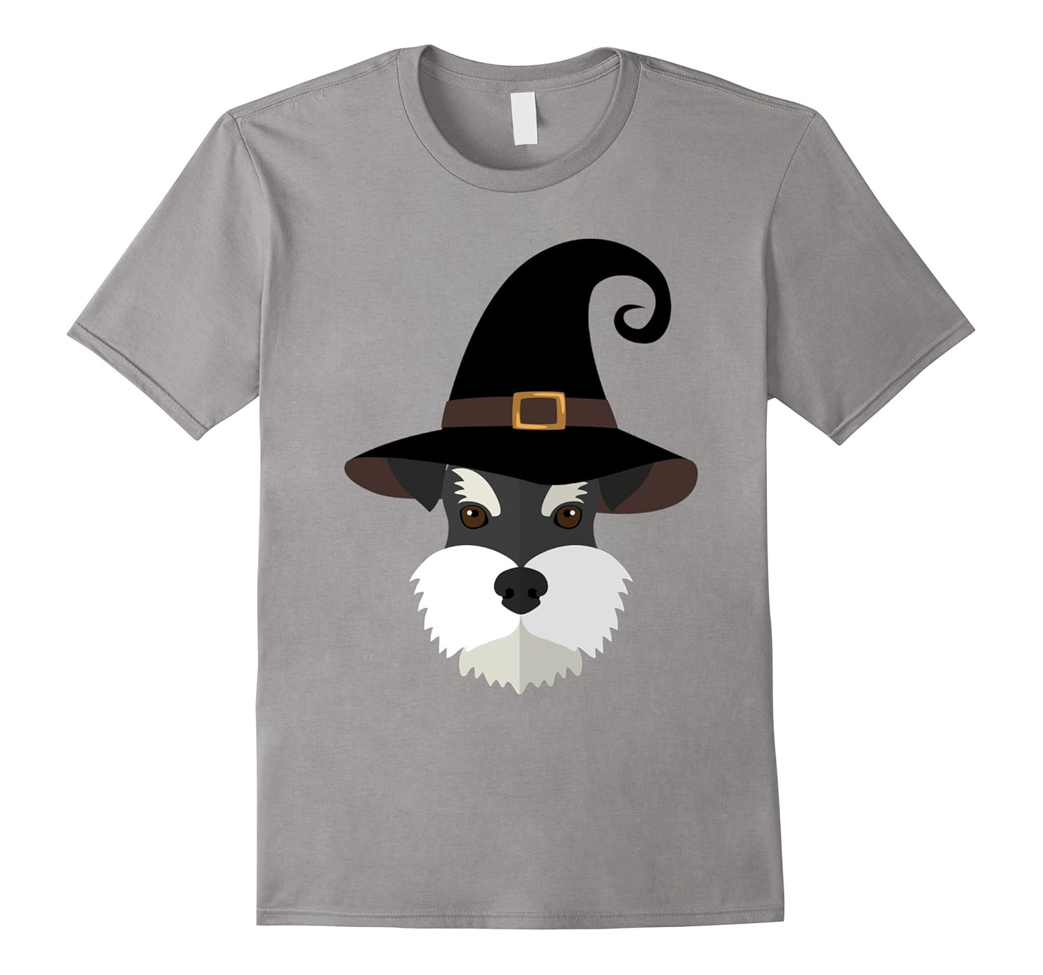 Schnauzer Dog With Witch Hat Funny Halloween Tshirt-ANZ