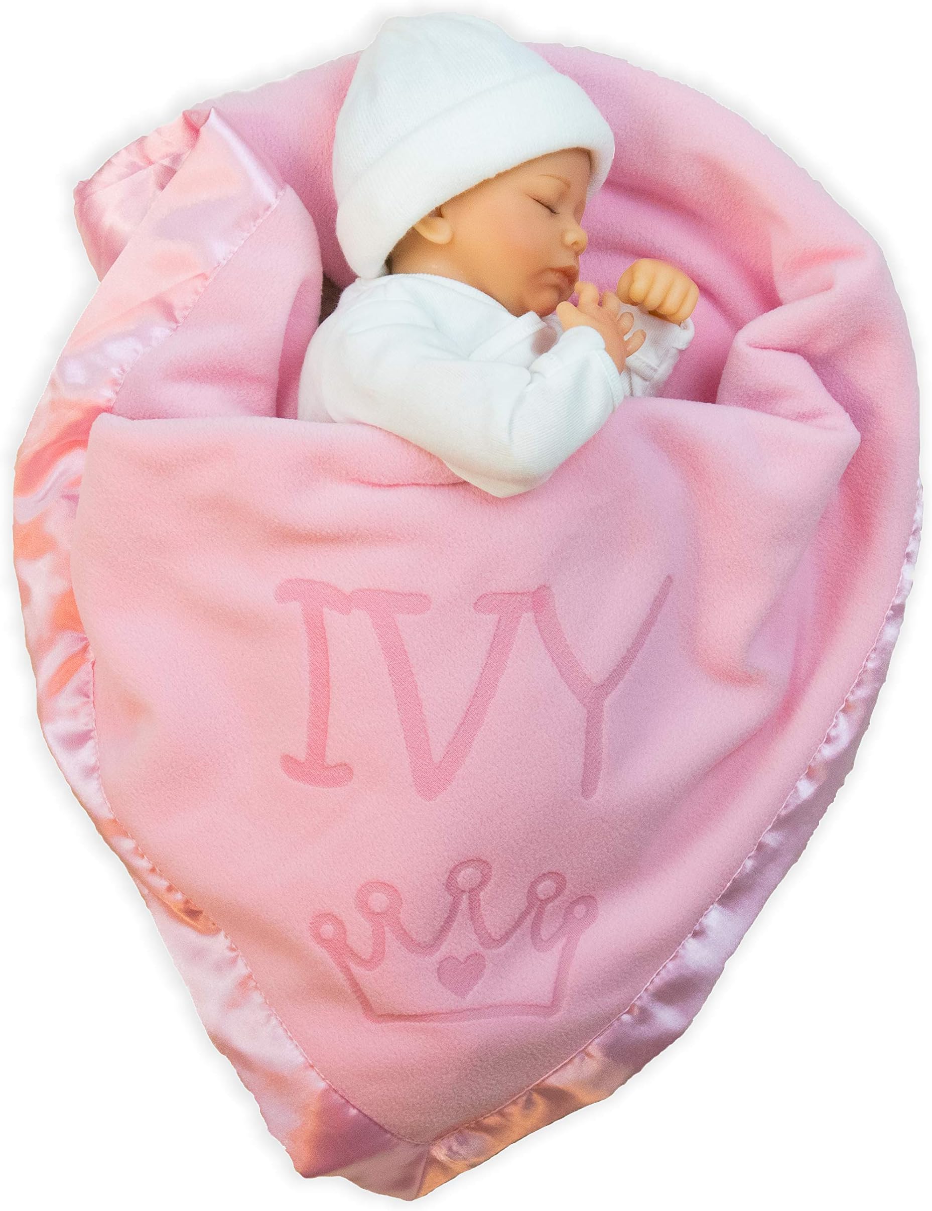 Custom Catch Personalized Princess Baby Blanket for Girl - Newborn or Infant Name Gift - Pink or Blue (1 Text Line)