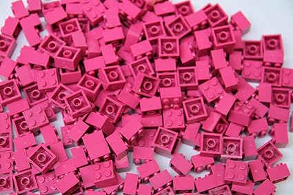 250 QUIX Bausteine pink, 2x2 Noppen, kompatibel, passgenau, einzeln, lose