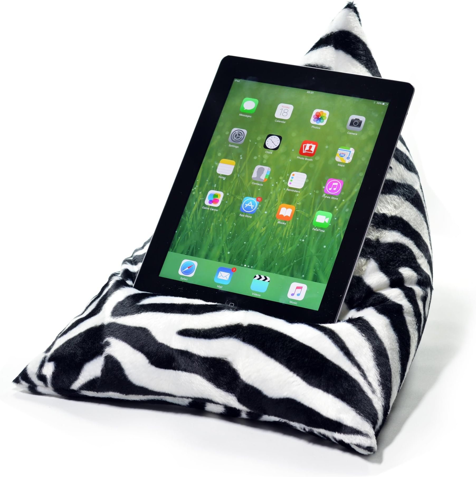 eBean Tablet Cushion - ZEBRA FAUX FUR - beanbag stand lap holder suitable for all iPads tablets and ebook readers