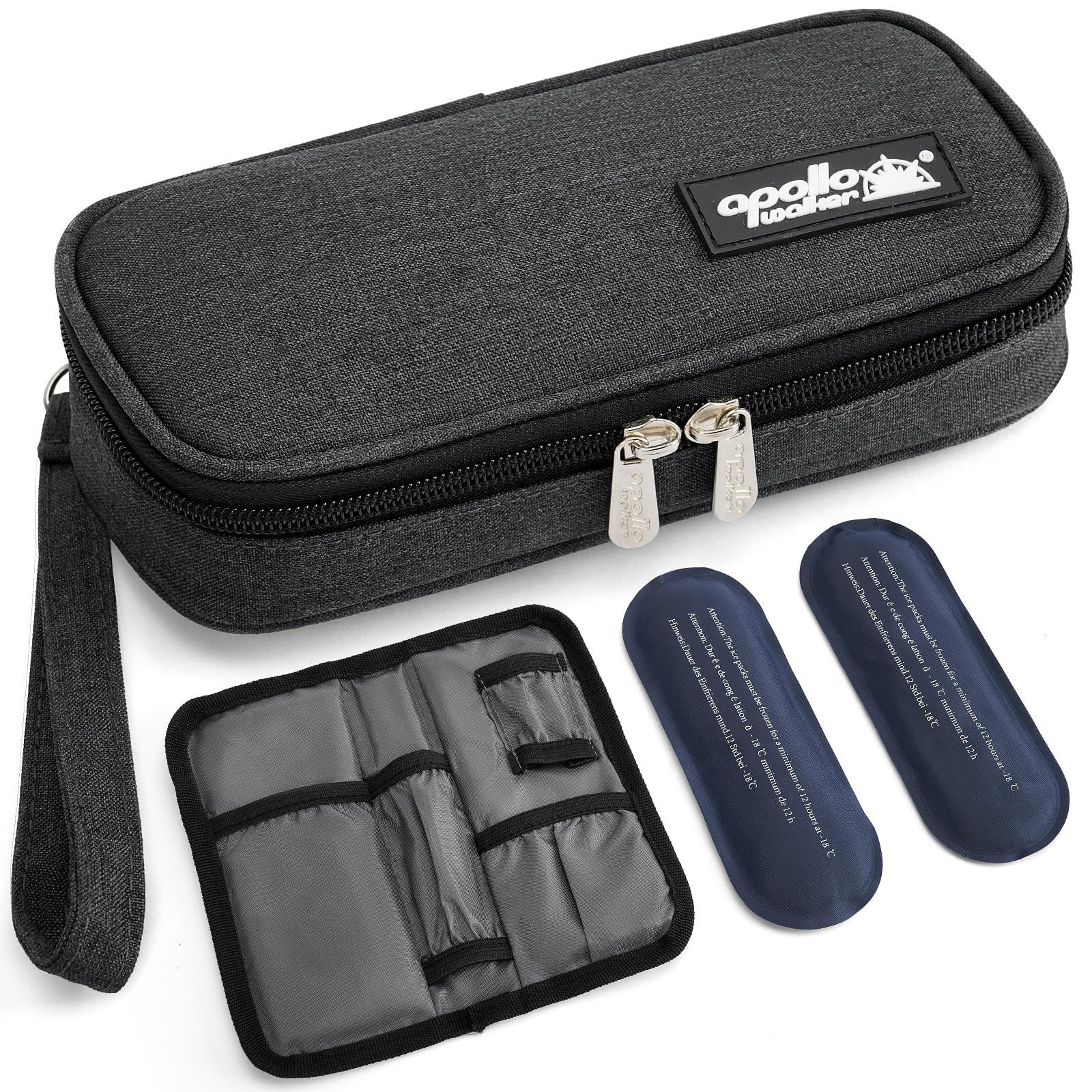 apollo walker Insulin Cooler Travel Case Diabetic Medication Cooler with Ice Packs and Insulation Liner