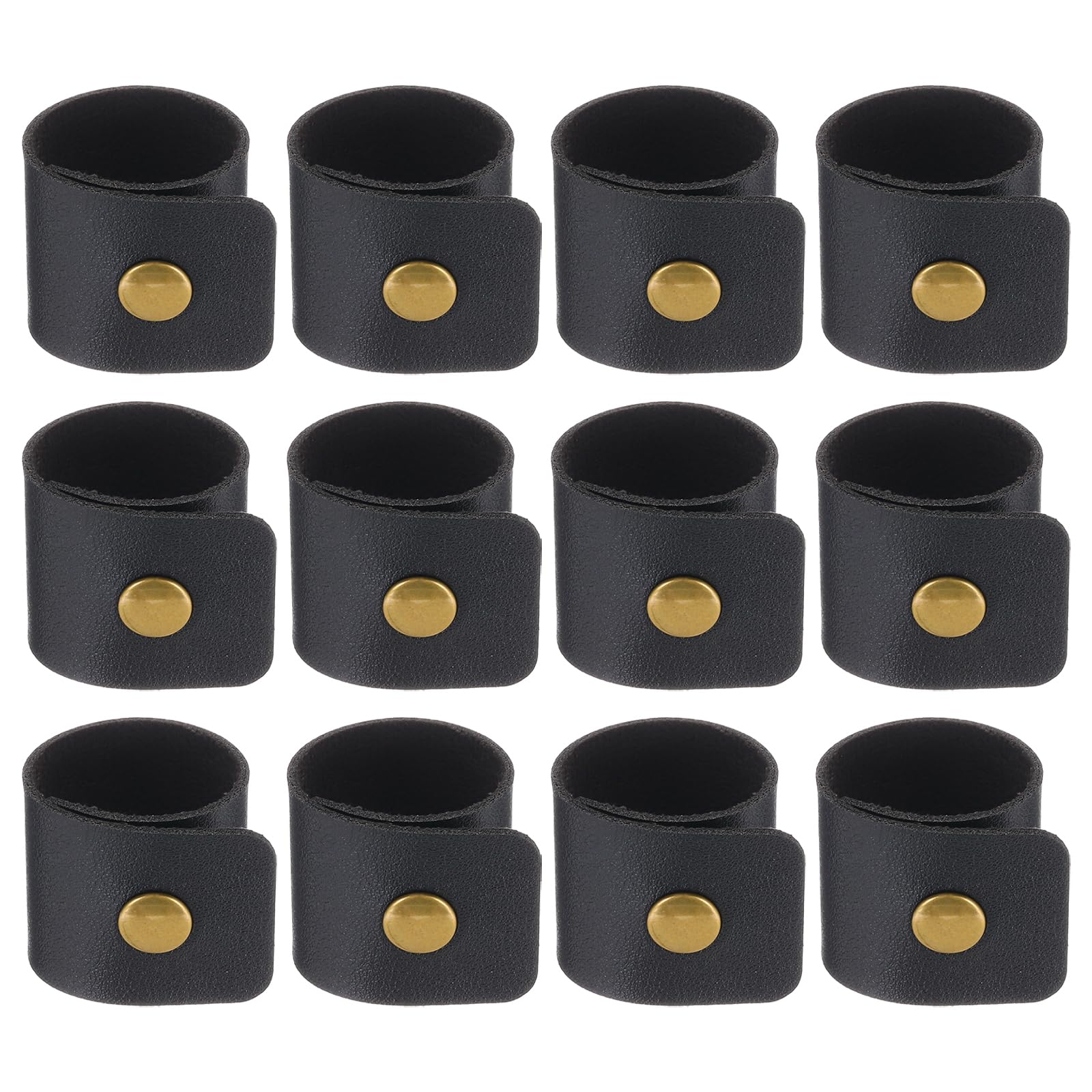 PATIKIL Napkin Rings, 12 Pcs Leather Napkin Rings Rustic Holder for Table Decor Thanksgiving Farmhouse Wedding Fall Banquets Dinner Party Ornaments Classic, Black