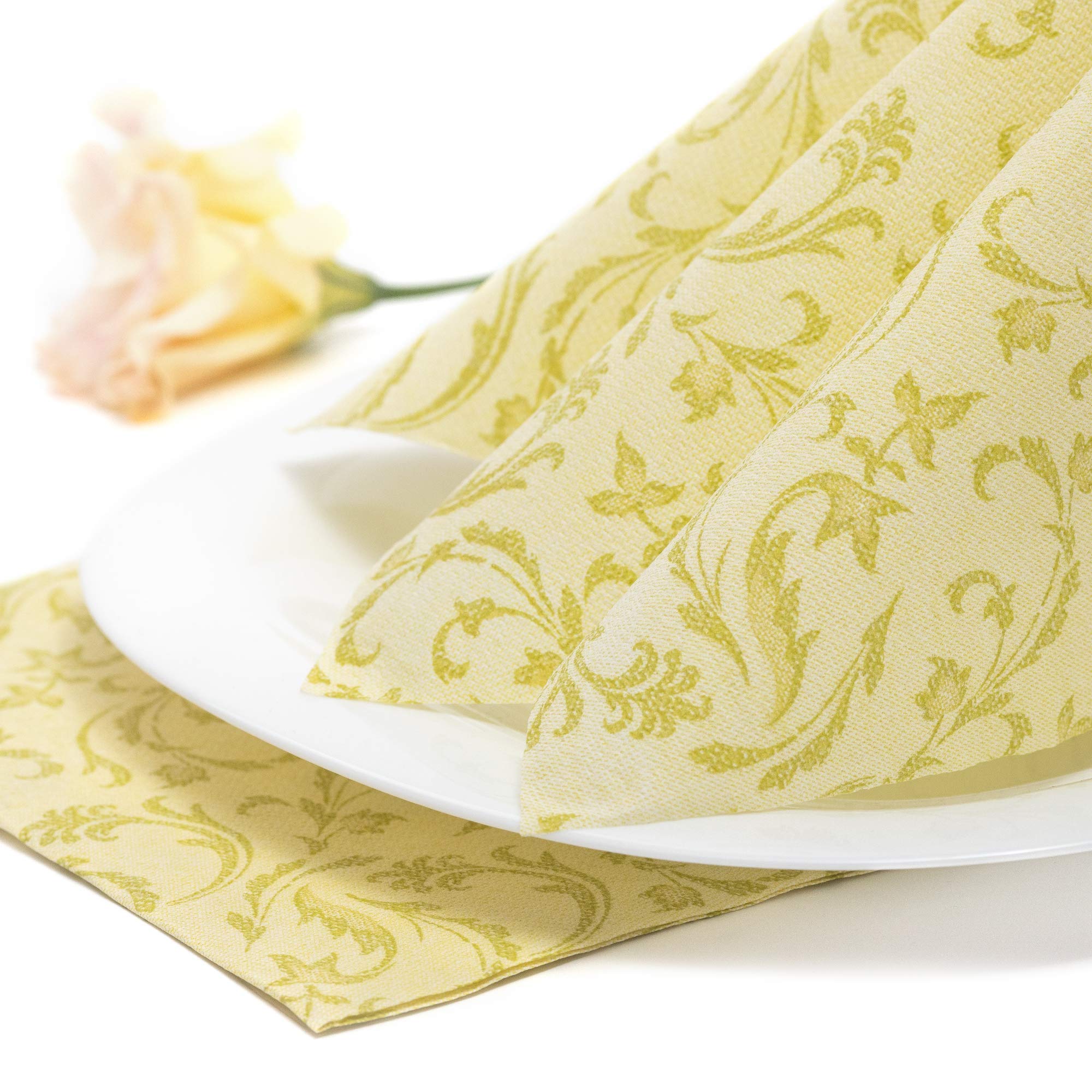 PAPSTAR, Royal Collection #85000 Serviettes 1/4 Fold 40 cm x 40 cm Lime Green Damascato