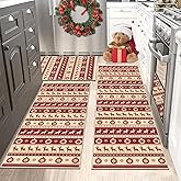 Vaukki Christmas Kitchen Rug Sets 3 Pieces, X-Mas Washable Kitchen Mats for Floor, Non Slip Kitchen Area Rug Floor Mat for Kitchen, Laundry Room and Hallway (Boho, 20