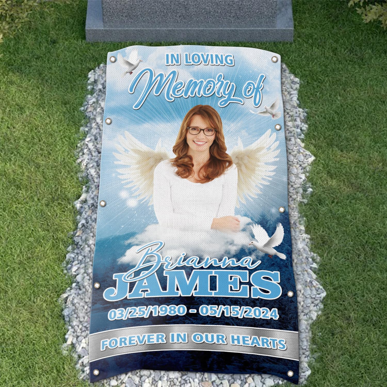 44memory Custom Memorial Grave Blanket Photo