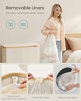 SONGMICS 200 L Laundry Basket with Lid 4 Sections Collapsible Cream White view 5