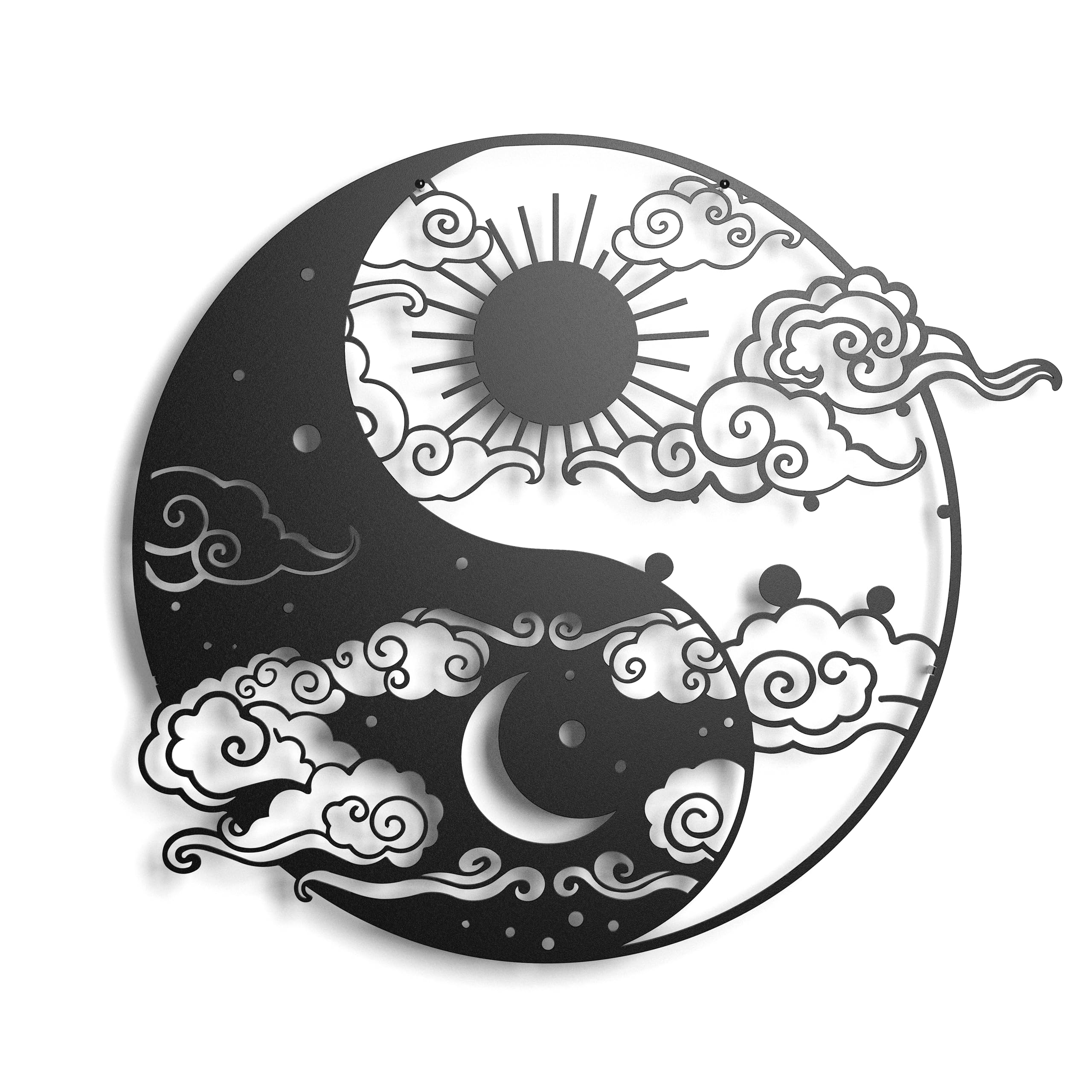 Keluly Yin Yang Metal Wall Art Wall Ornament Decorative Element Souvenir Poster Decor Chinese Philosophy Oriental Feng Shui Harmonization of Chi