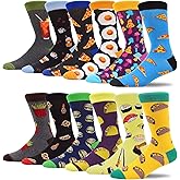 MAKABO Men's Fun Dress Socks Colorful Novelty Patterned Cotton Crew Socks