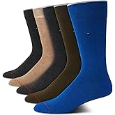 Tommy Hilfiger Mens Dress Socks - 5 Pack Lightweight Patterned Everyday Long Work Socks for Men for Casual & Formal Wear
