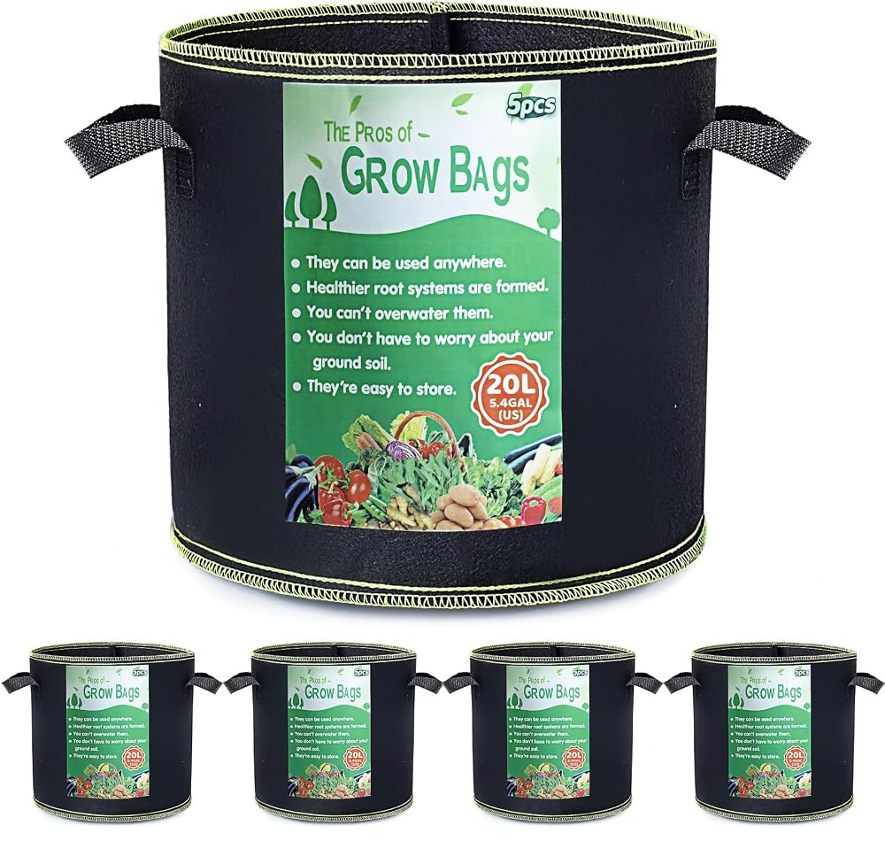 Growerz 20L Fabric Grow Pot - Durable Non-Woven PET Plant Container