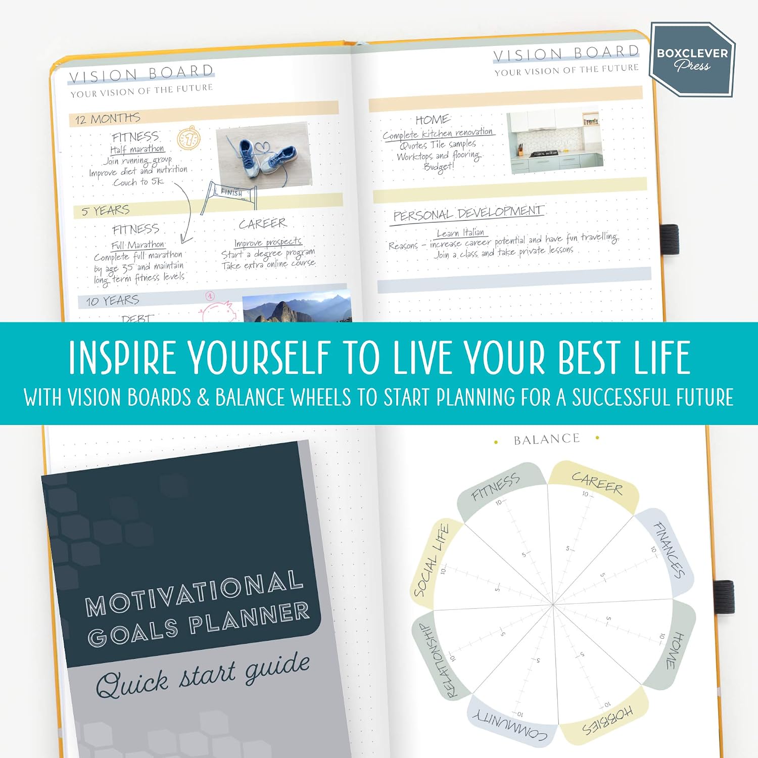 Boxclever Press Undated Goal Planner. Luxury A5 Organiser Planner to Live Your Best Life! Undated Weekly Planner to Achieve your Goals. Productivity Planner Habit Tracker with Vision Boards & More. (Sunshine) - Image 4