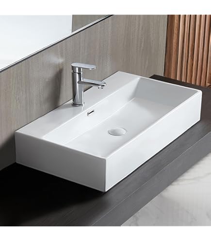 thumbnail image 2 of Claire 24" Rectangle Console Sink – No Faucet Holes, Matte Black Legs, White Ceramic 2 of 13