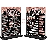 Zirtorei 70th Birthday Decorations Back in 1956 Table Sign for Women, Rose Gold Two-Sides Happy 70 Birthday Wooden Poster with Stand Party Supplies, Seventy Years Old Bday Display Holder Table Decor