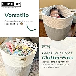 Minmallife Cotton Rope Basket for Storage with