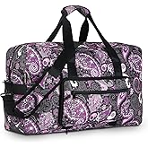 F.FETIVIN Weekender Bag Carry On Travel Duffle Medium Overnight Bag for Women(Purple Paisley)