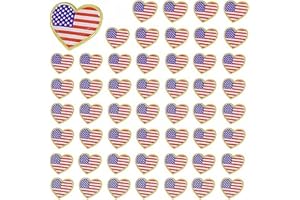 TANG SONG 50PCS Heart Shape American Flag Waving Lapel Pins United States USA Badge Pin Patriotic Enamel Suit Jacket Lapel Pins(1" in width)