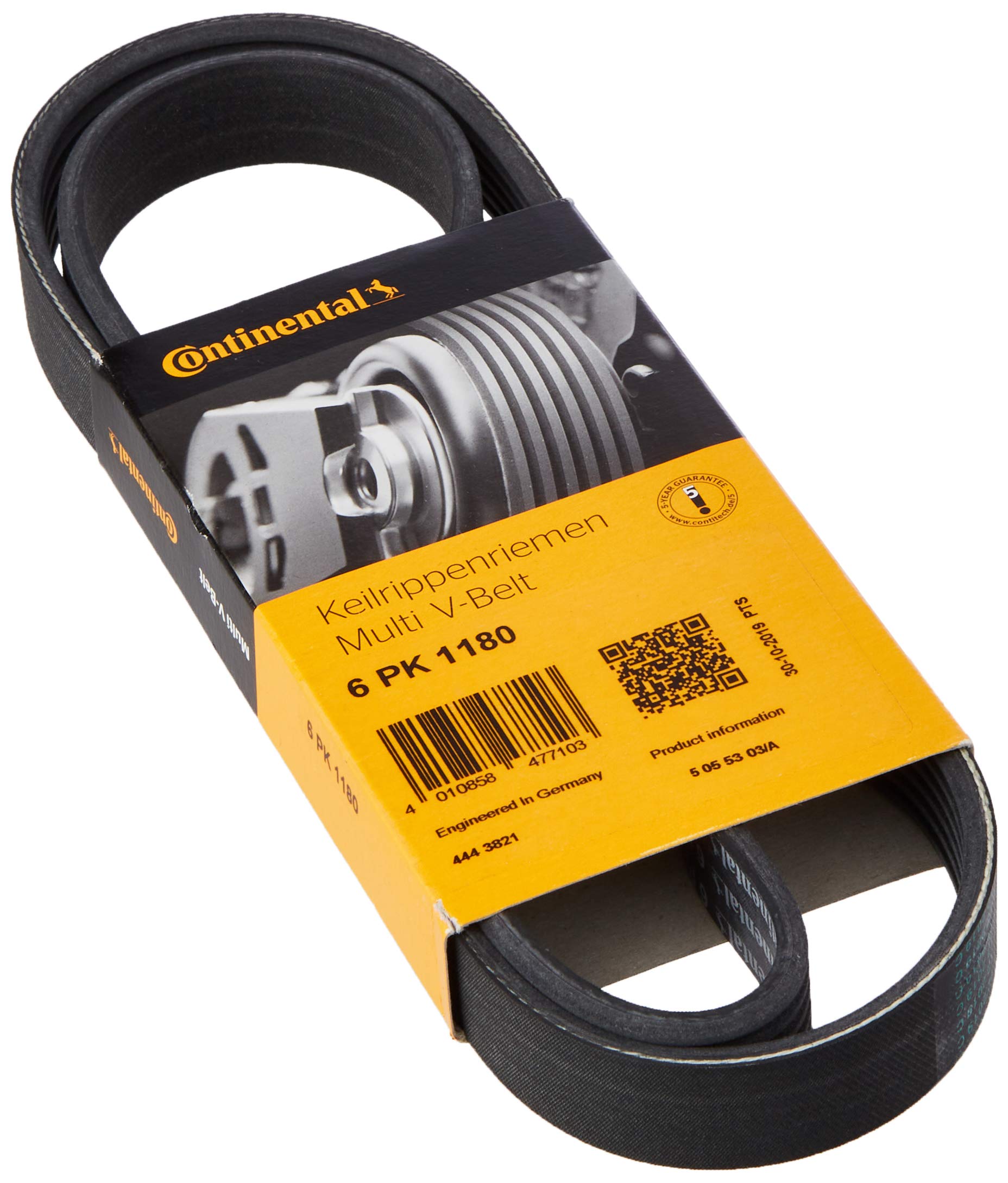 Contitech 6PK1180 V-Ribbed Belts, Black