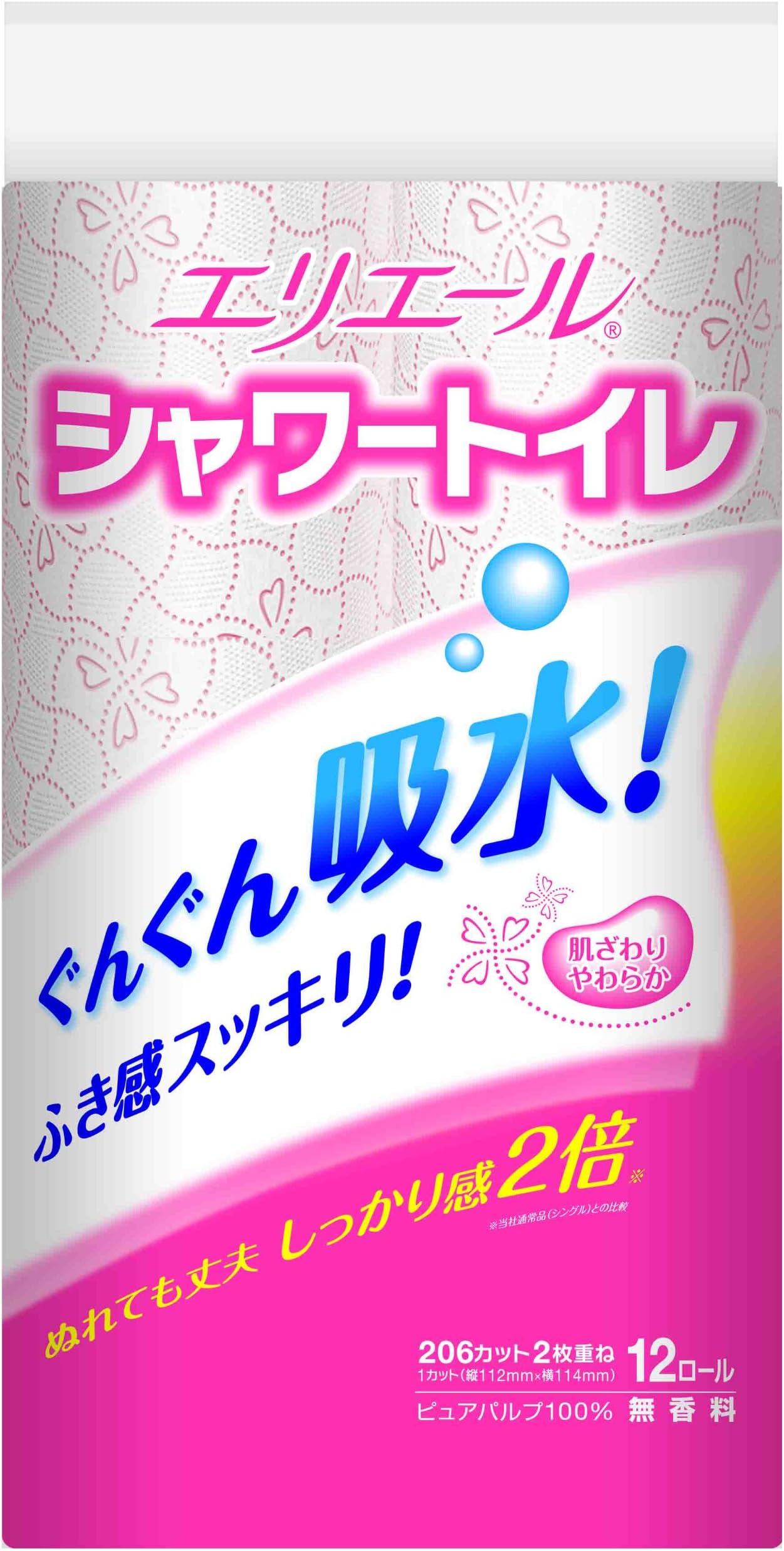 Daio Paper Elleair shower toilet tissue pink double 12R input [daily consumables]