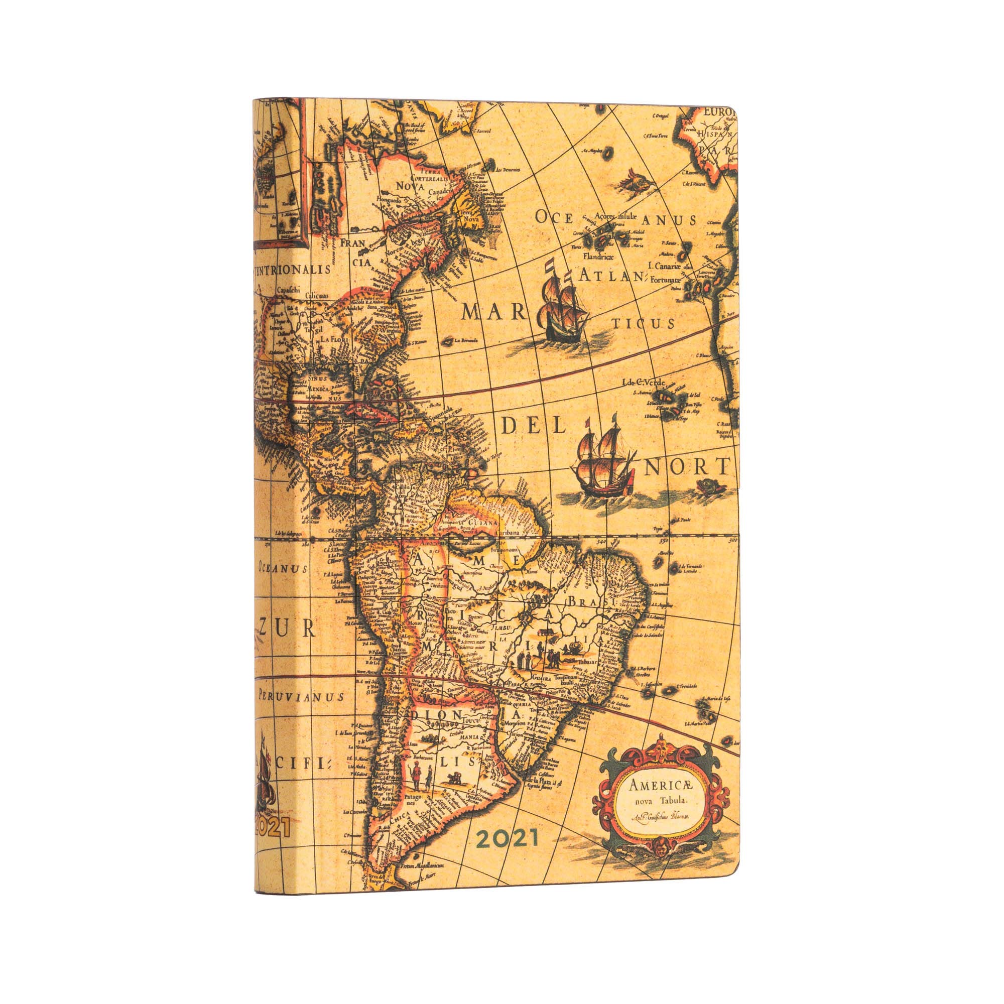 Paperblanks Flexi 2021 Month Calendar (Softcover) Early Cartography | Vertical | Mini (95 × 140 mm)