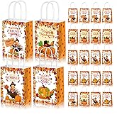 12Pcs Friendsgiving Gift Bags with Handles Turkey Reusable Goodie Treat Bags, Happy Thanksgiving Gobble Party Bags for give Thanks Friendsgiving Day Supplies