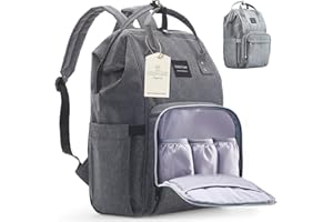 KiddyCare Baby Diaper Bag Backpack, Unisex Travel Baby Backpack Diaper Bags, Boy & Baby Girl Diaper Bags for Newborn (Slate)