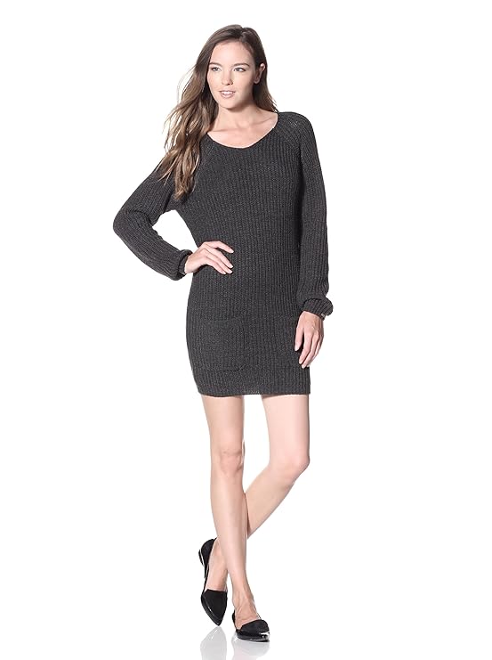 Buy DEX Women's Back-Zip Sweater Dress, Light Charcoal Mix, M at Amazon.in