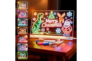 HOIUTER Lumiboard LED Drawing Board, 2026 Upgraded LED Note Board with 8 Colors Doodle Glow Board, 12 Inch Light Up Drawing Board with 14 Markers Pen & Tripod, Kids Gift for Birthdays, Christmas