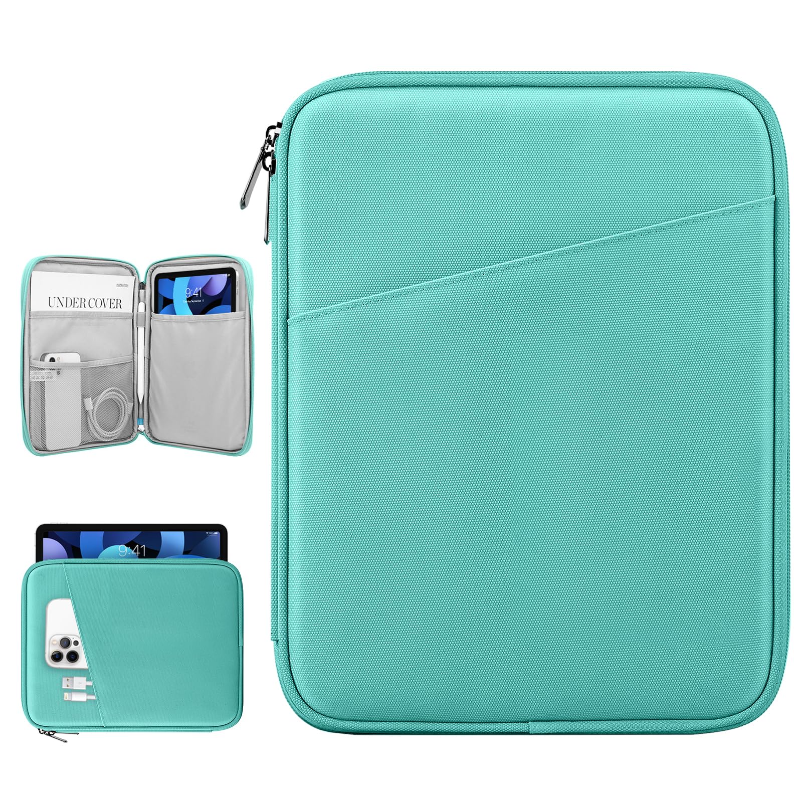 Dadanism 9-11 Inch Tablet Sleeve Bag Carrying Case for iPad 10.2 2021-2019, iPad Pro 11 2022-2018, iPad Air 5th/4th 10.9, iPad 10th Gen 10.9 2022, Galaxy Tab S9 A8 S8 S6 Lite, Lake Blue
