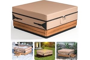 TLOOE Hot Tub Cover - SPA Cover for Hot Tub Heavy Duty 600D Hot Tub Covers Replacement, PU Oxford Cloth Waterproof, UV Protection Outdoor SPA Cover (76 x 76 x 20 inch, Brown)