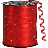 BEISHIDA 500 Yards Red Glitter Ribbon Curling Crimped, Glitter Ribbon Balloon String Shiny for Gift&Birthday Party Valentines Florist Flowers Decoration
