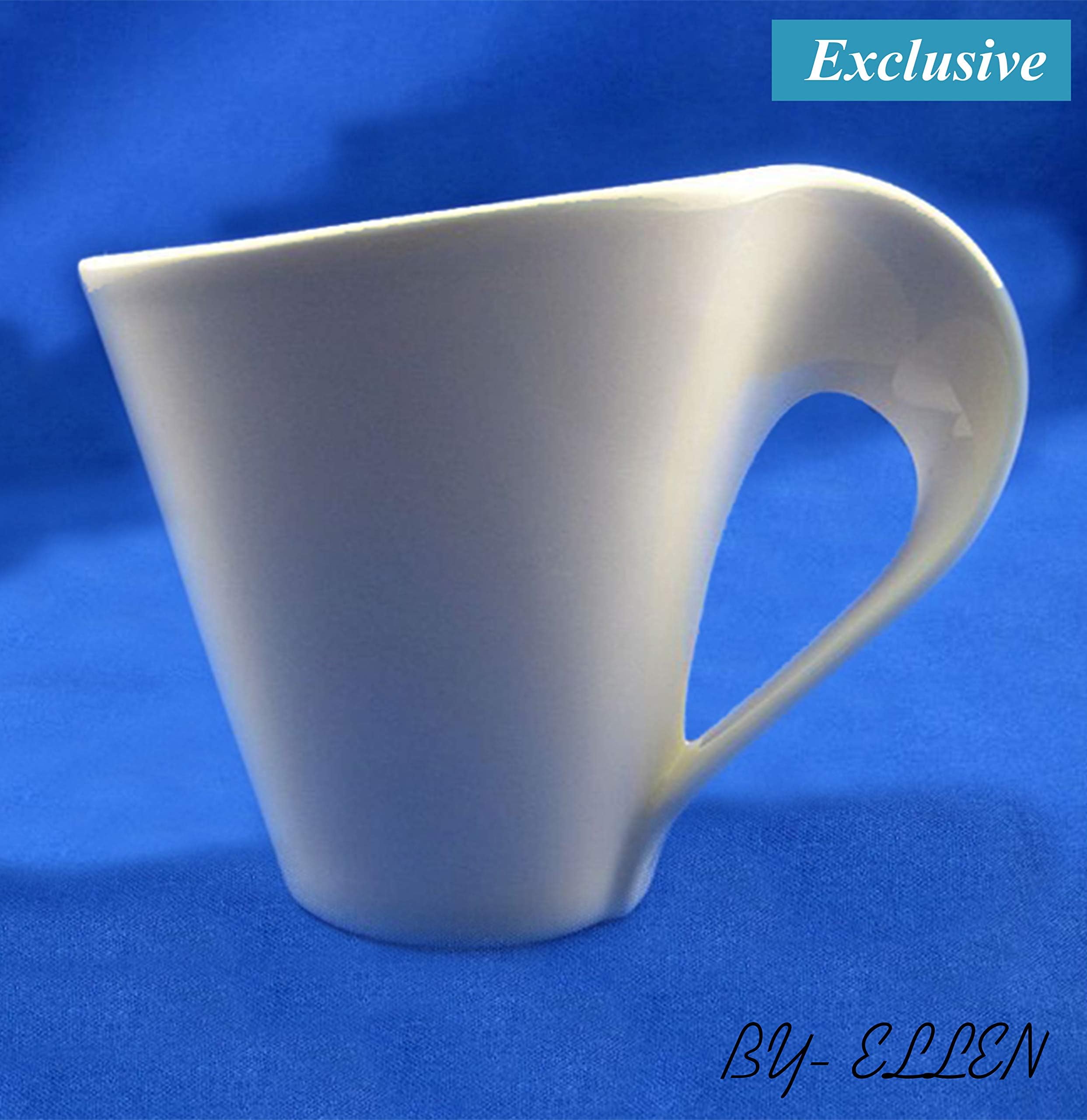 Designer Innovative Porcelain Coffee Mug Pack of 1 | 200 ml Coffee Mug for Gift | Size-3.25 inch Height. Or 8.5 cm | White | Stylish & Different Shape