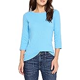 NIC+ZOE 3/4 Sleeve Boat TEE, Blue Jewel, M