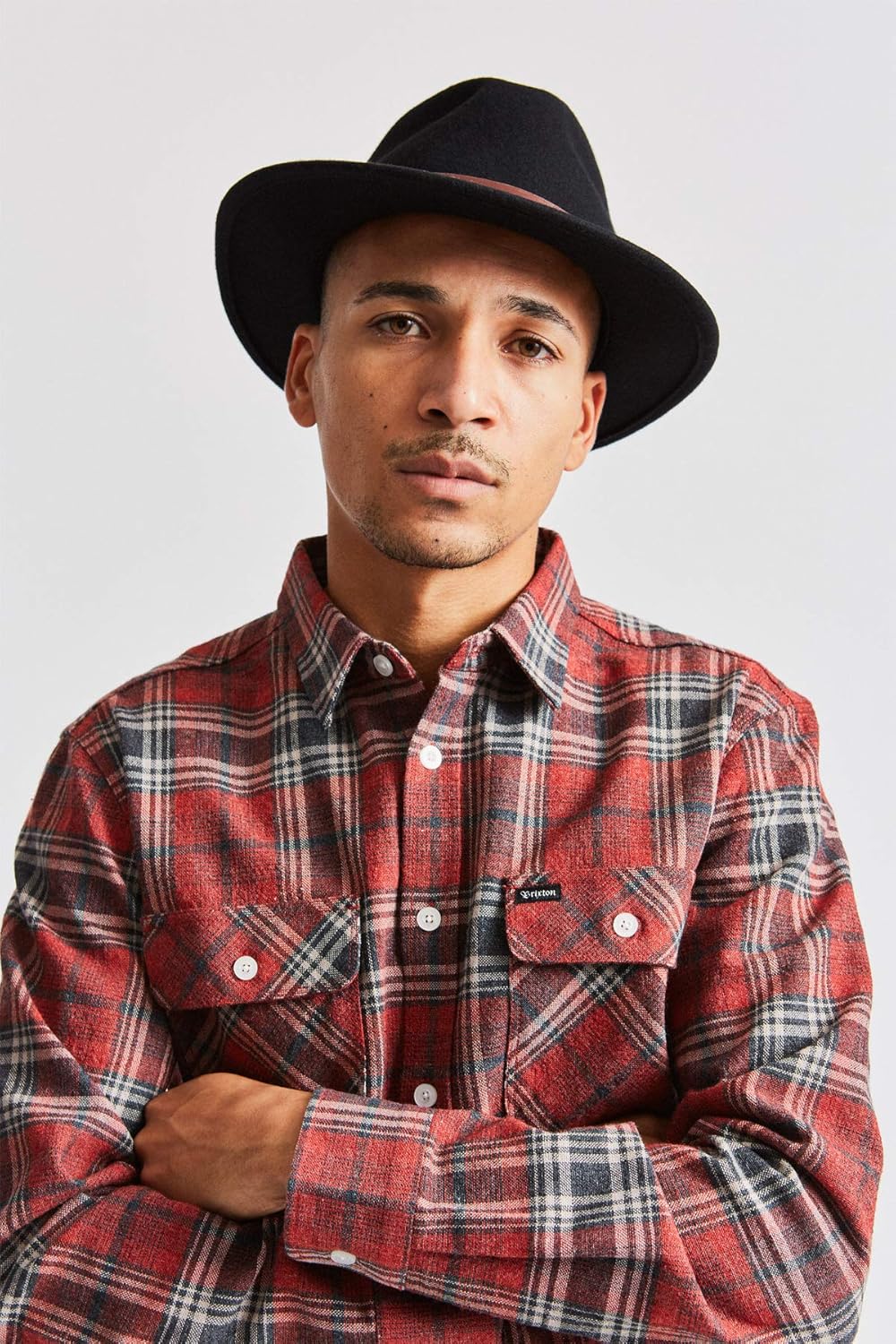 Brixton Men's Messer Medium Brim Felt Fedora Hat: Clothing