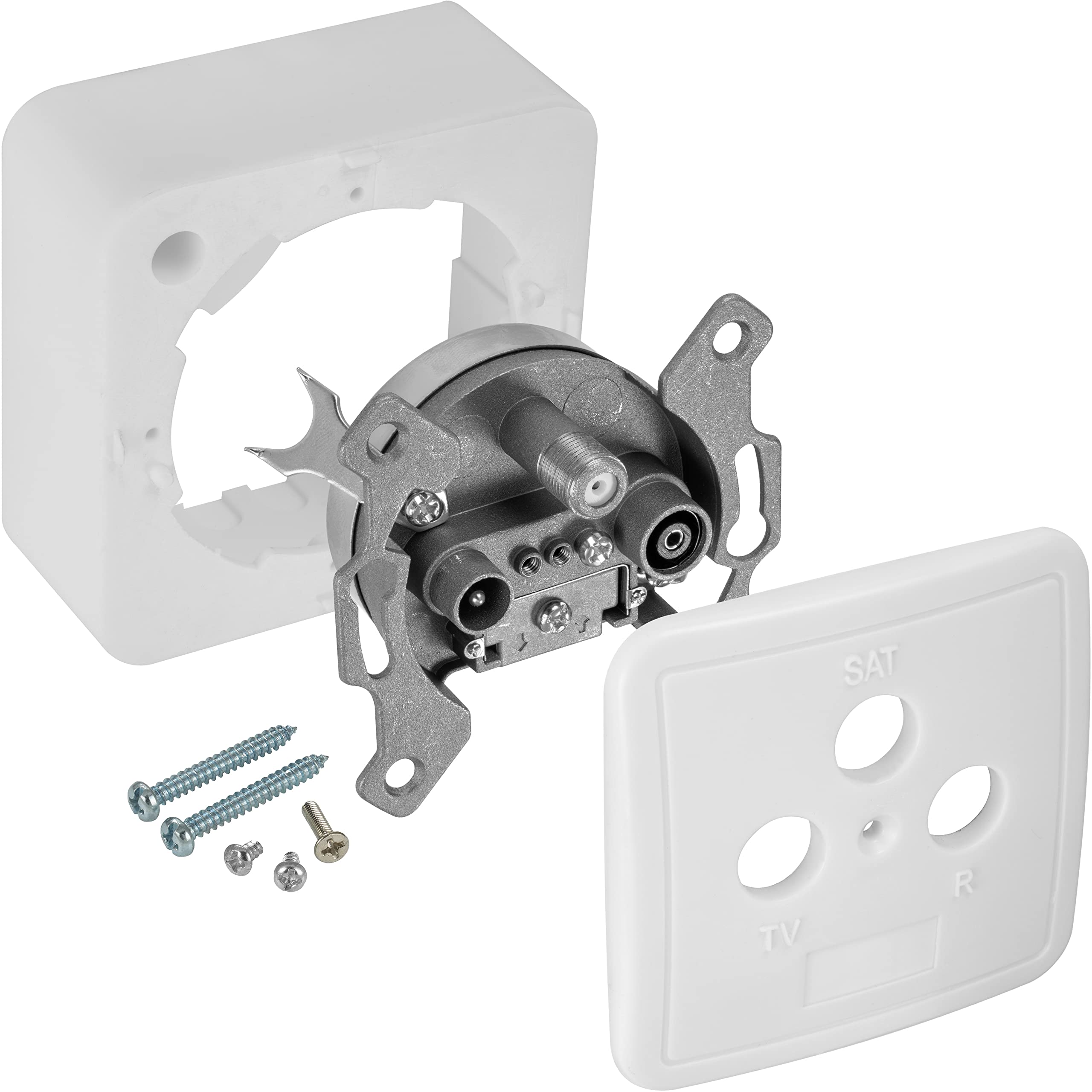 Poppstar 1x SAT socket (3-hole antenna socket), terminal socket for SAT, TV and cable connection (digital/analogue), suitable for surface mounting/flush mounting