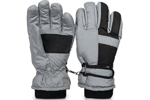 INOGIH Kids Warm Ski-Snowboard-Gloves - Winter Thick-Sherpa-Lined Snow Gloves for Snowboarding, Sledding(6-15 Years)
