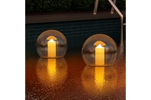 NiceBuy Solar Floating Pool Lights Ball Outdoor Waterproof Ip66 Solar Powered Pool Lights That Float Candles Flickering Flame Lights for Swimming Pool Decor Pond Garden Party 2Pcs