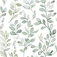 MelunMer Modern Leaf Peel and Stick Wallpaper Boho Green Contact Paper for Cabinets Self-Adhesive Removable Wallpaper for Bedroom Decor Botanical Contact Paper Bathroom Waterproof 78.8inL17.3inW