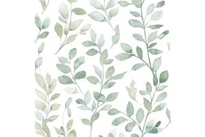 MelunMer Modern Leaf Peel and Stick Wallpaper Boho Green Contact Paper for Cabinets Self-Adhesive Removable Wallpaper for Bedroom Decor Botanical Contact Paper Bathroom Waterproof 78.8inL17.3inW