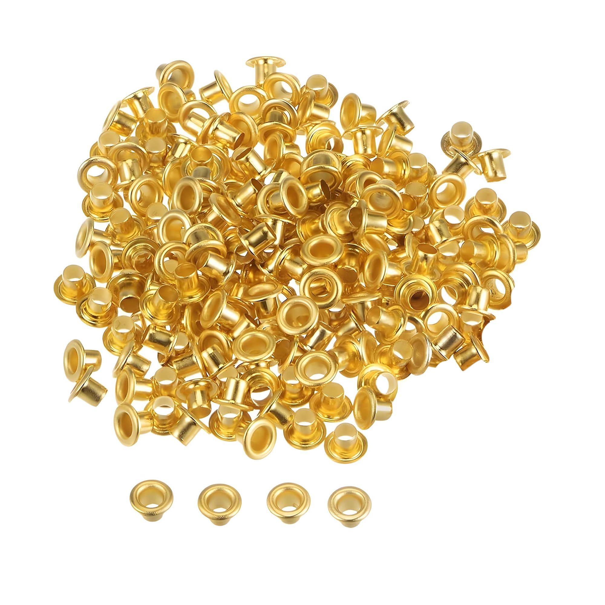 Trimming Shop 2mm Brass Eyelets, Durable & Rust - Proof Grommets for Baby Dolls, DIY Projects, Arts & Crafts Decoration, Clothing Tags (Gold, 100pcs)