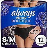Always Discreet Boutique Incontinence and Postpartum Underwear for Women, Maximum Protection, Small/Medium, Black, 12 Count