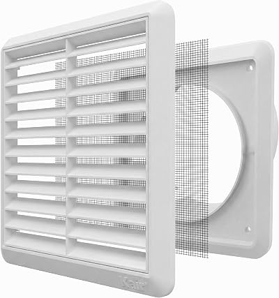 Kair White 100mm Louvred Wall Vent Grille with Flyscreen 99.5mm Rear Spigot