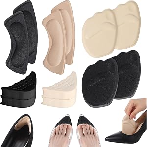 Shoe Filler for Too Big Shoes, 6 Pairs Heel Pads for Women Men, Toe Inserts Cushions, Heel Grips Liner Inserts with Toe Plugs