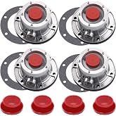 Ailbiuko 4Pcs 343-4024 Aluminum Hub Cap with Gaskets &amp; Plugs | Trailer Axle Hubcap with Extra 4Pcs Rubber Plugs and Gaskets Replaces for Stemco 3434024