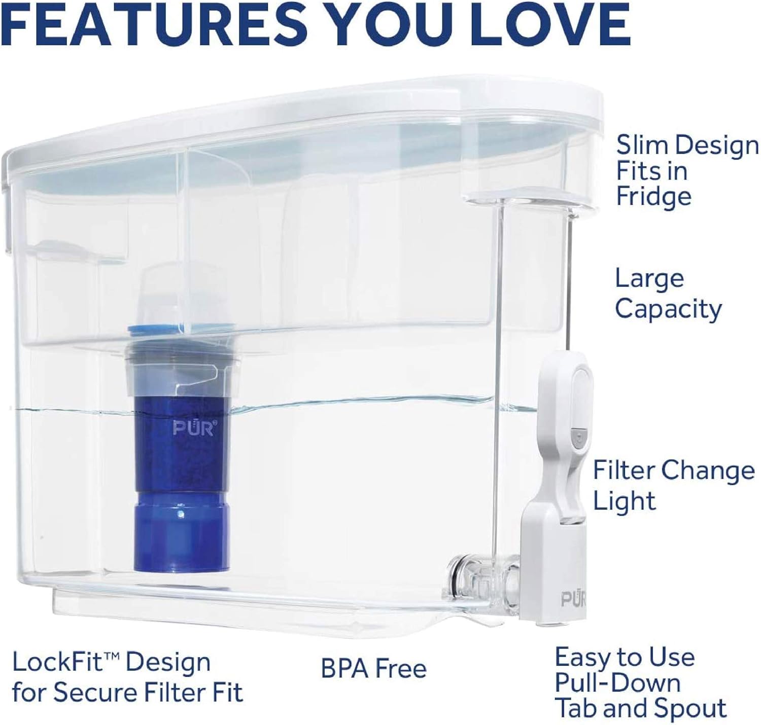 PUR Ultimate 18-Cup Water Filter Dispenser with Lead Reduction Filter, White: Kitchen & Dining