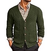 Runcati Mens Cardigan Sweater Casual V Neck Cable Knitted Cardigans Button Down Winter Chunky Sweaters with Pockets