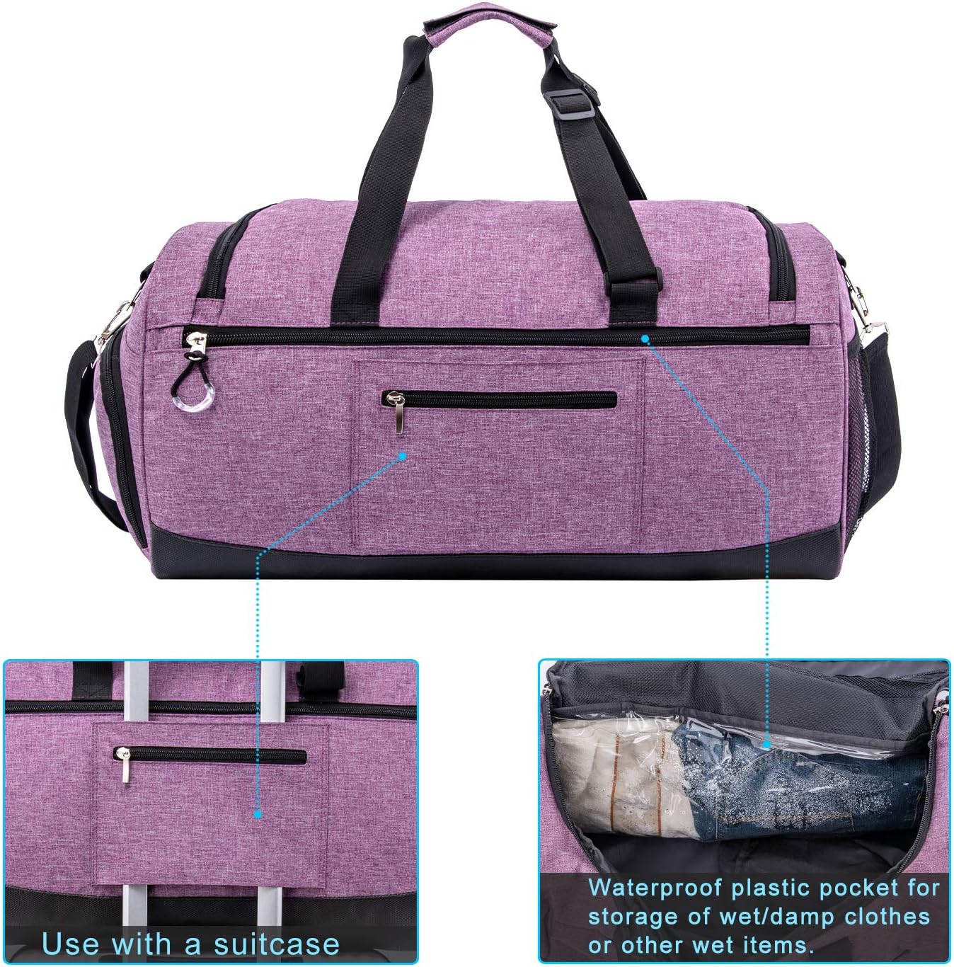  | Kuston Sports Gym Bag with Shoes Compartment &Wet Pocket Gym Duffel Bag Overnight Bag for Men and Women | Sports Duffels